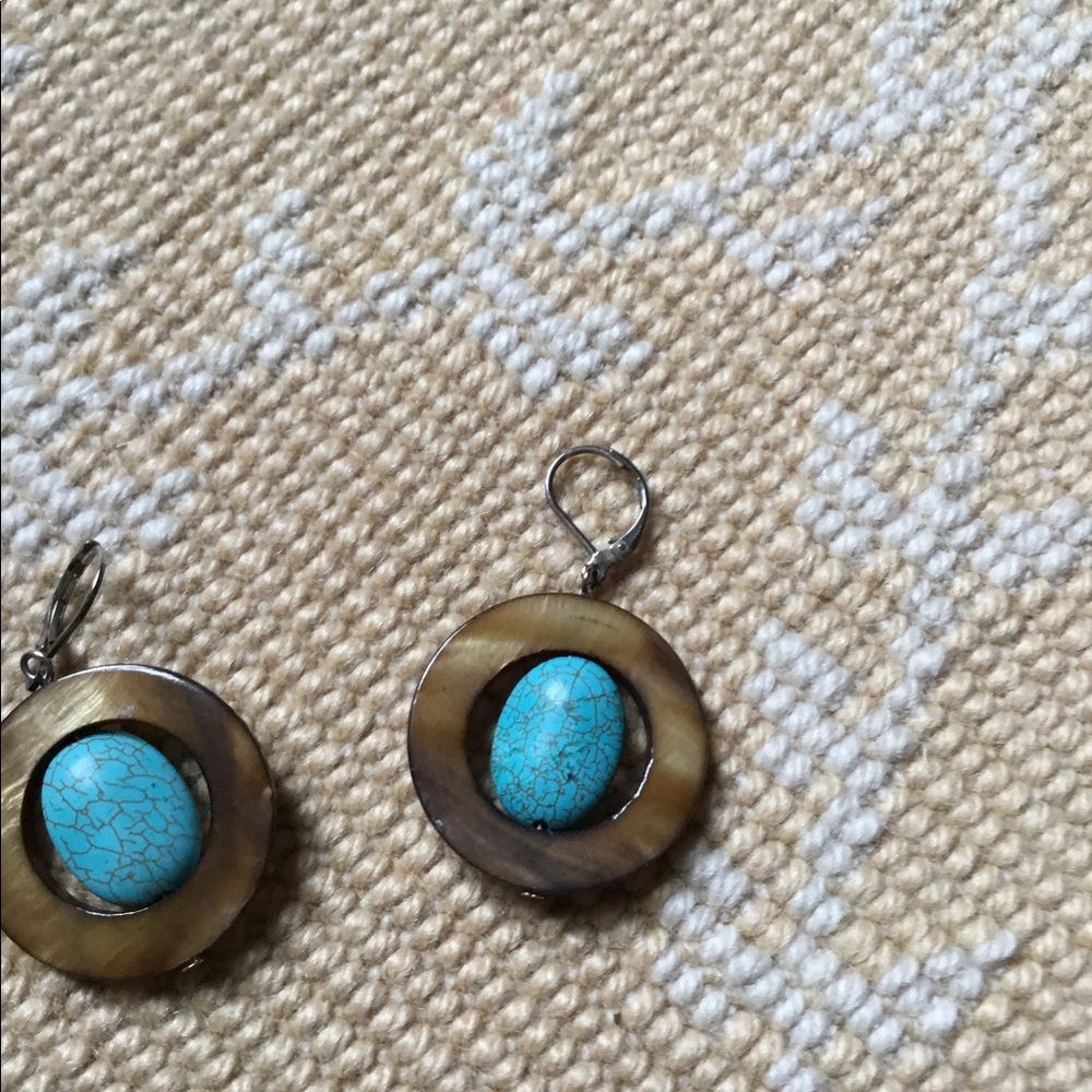 Turquoise and brown earrings
